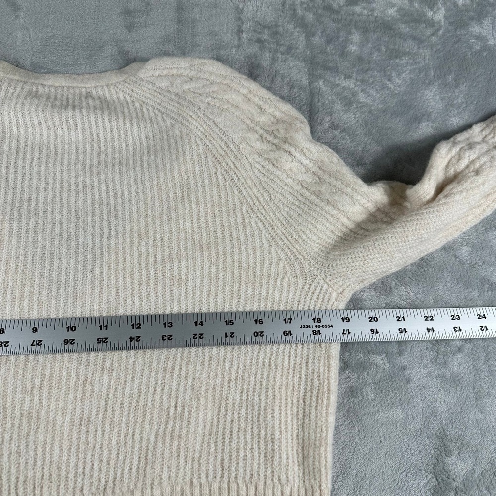 J.Crew Supersoft Cropped Cardigan Womens XS Cream Merino Alpaca Cable Knit - Picture 7 of 9
